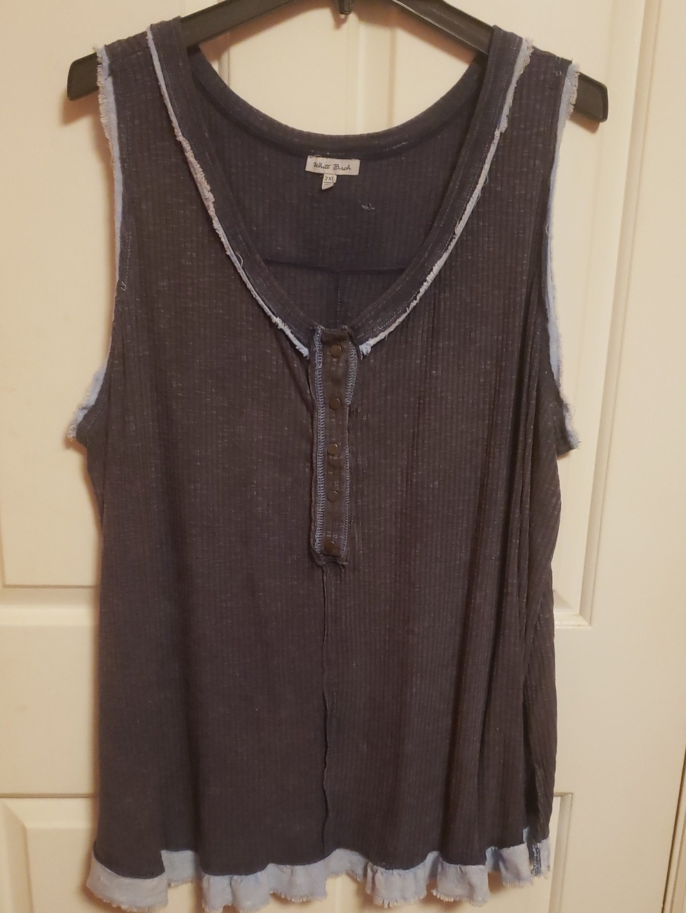 White Birch Henley tank top.